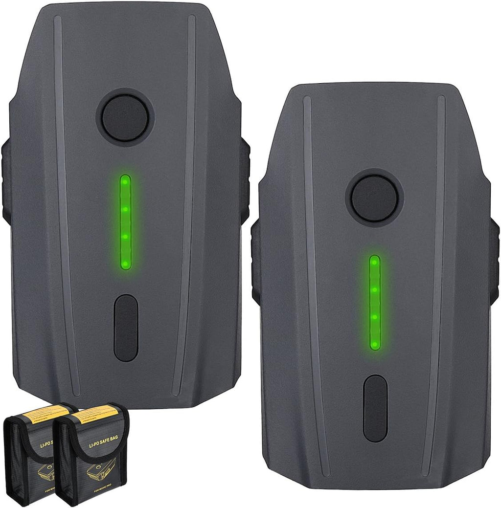 Mavic Pro Battery, 2-Pack 11.4V 3830 mAh LiPo Intelligent Flight Battery + Safe Bag Replacement for Mavic Pro & Platinum & Alpine White Drone