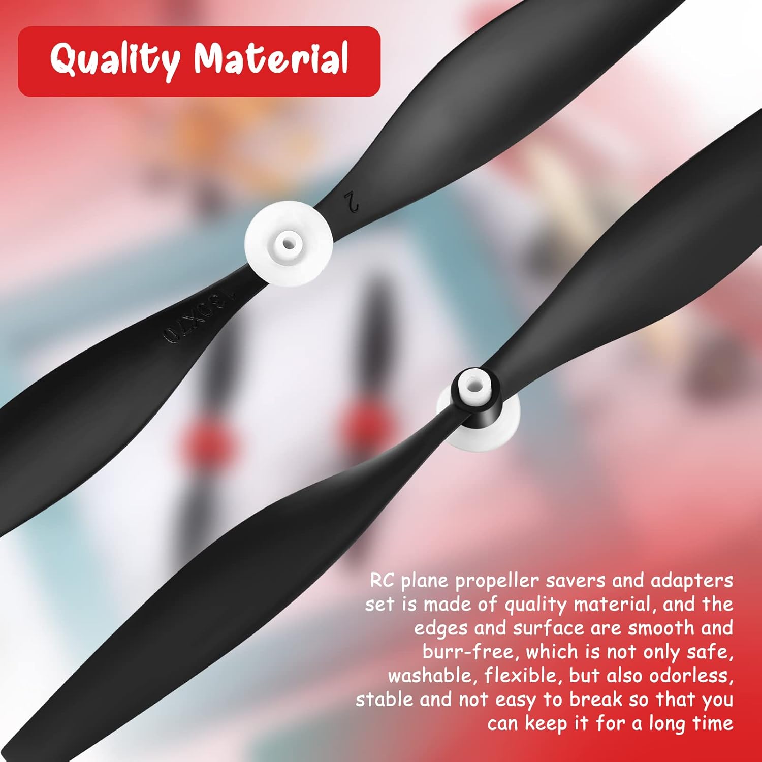 Riakrum 6 Sets Spare Rc Plane Propellers Airplane Carbon Fiber Nose Cone Compatible with Tr-p51 Rc Plane 4 Channel Remote Control Airplane with Propeller Savers and Adapter