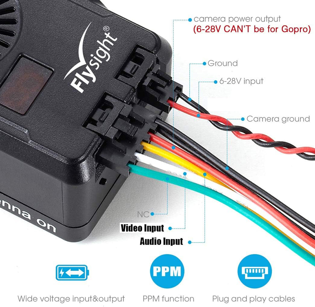 Black Mamba 5.8Ghz FPV Video Transmitter 40CH Wireless Audio Video FPV Vtx Transmitter for RC Drone MultiTotor Quadcopter (SMA ANT 6-28V,NOT for Gopro)
