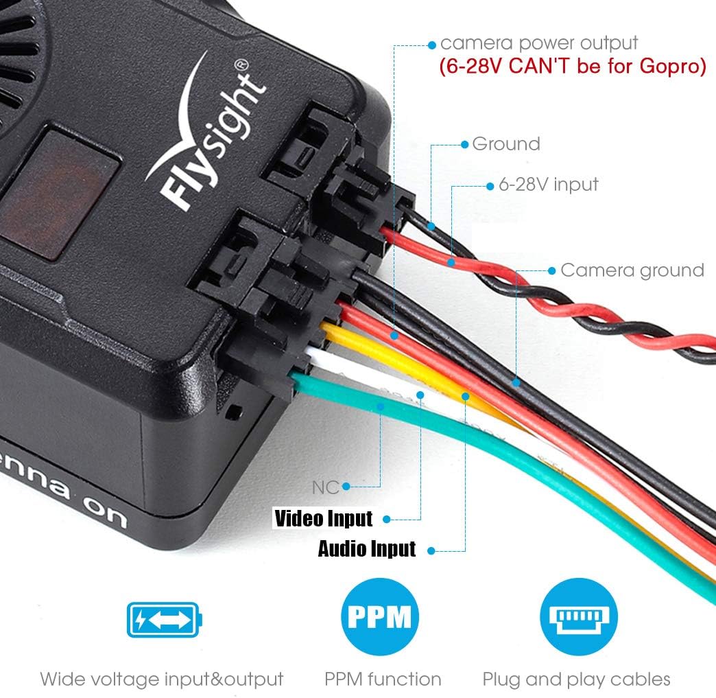 Black Mamba 5.8Ghz FPV Video Transmitter 40CH Wireless Audio Video FPV Vtx Transmitter for RC Drone MultiTotor Quadcopter (SMA ANT 6-28V,NOT for Gopro)