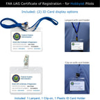 Mavic Air - FAA Drone Identification Bundle - Labels (3 Sets of 3) + FAA UAS Registration ID Card for Hobbyist Pilots + Lanyard and ID Card Holder - Onyx Black Shown
