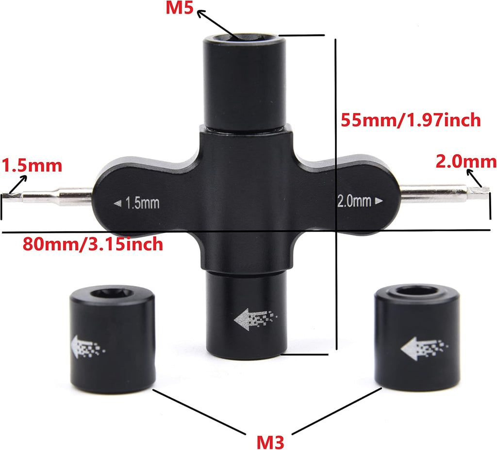 YoungRC RC Quick Release Wrench Tool M3 M5 Wrench Multifunctional Quick Release Propeller Motor Wrench Tool 1.5mm/2mm Screwdriver with Built in Bearing Tool for RC Drone FPV Racing