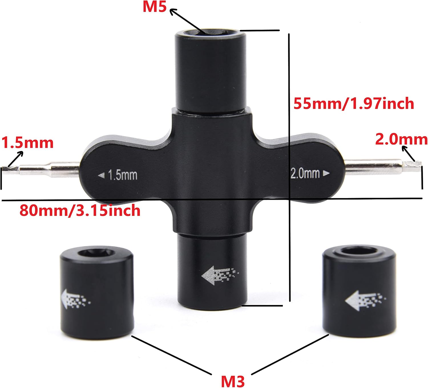 YoungRC RC Quick Release Wrench Tool M3 M5 Wrench Multifunctional Quick Release Propeller Motor Wrench Tool 1.5mm/2mm Screwdriver with Built in Bearing Tool for RC Drone FPV Racing