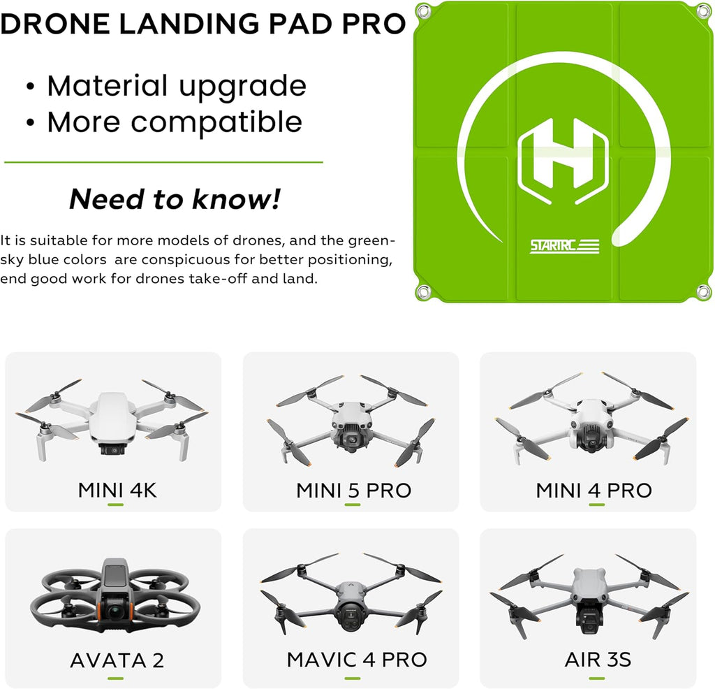 STARTRC Drone Landing Pad, Universal Waterproof Portable Fast-Foldable Helipad for Avata 360/Mavic 4 pro/Avata 2/Air 3S/Mini 5 Pro/4/3/2 SE/4K (Sky blue-green, 26-inch/65cm)