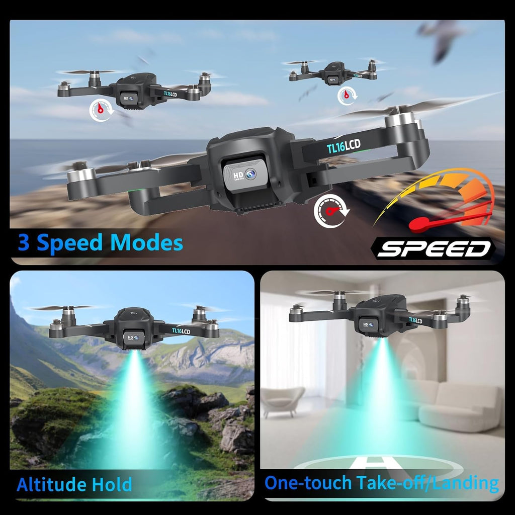 Drones with Camera for Adults 4K, GPS Drone with 4.5¡± LCD Screen Controller Follow Me Auto Return 5G Long Range Transmission Foldable FPV Drone for Beginners Under 249g
