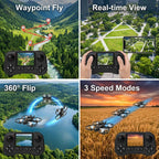 D79Pro FPV Drone with Screen Controller, Crossing drones, Altitude Hold, One Key Take Off/Landing, Active Obstacle Avoidance,360 Degree Flip, Two-batteries. (Black-2 batteries)