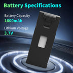 Toladrone 3.7V 1600mAh Rechargeable Drone Battery Compatible for Models TD12PRO, Replacement Original Battery with USB Charging Cable, Lithium Modular Easy to Replace