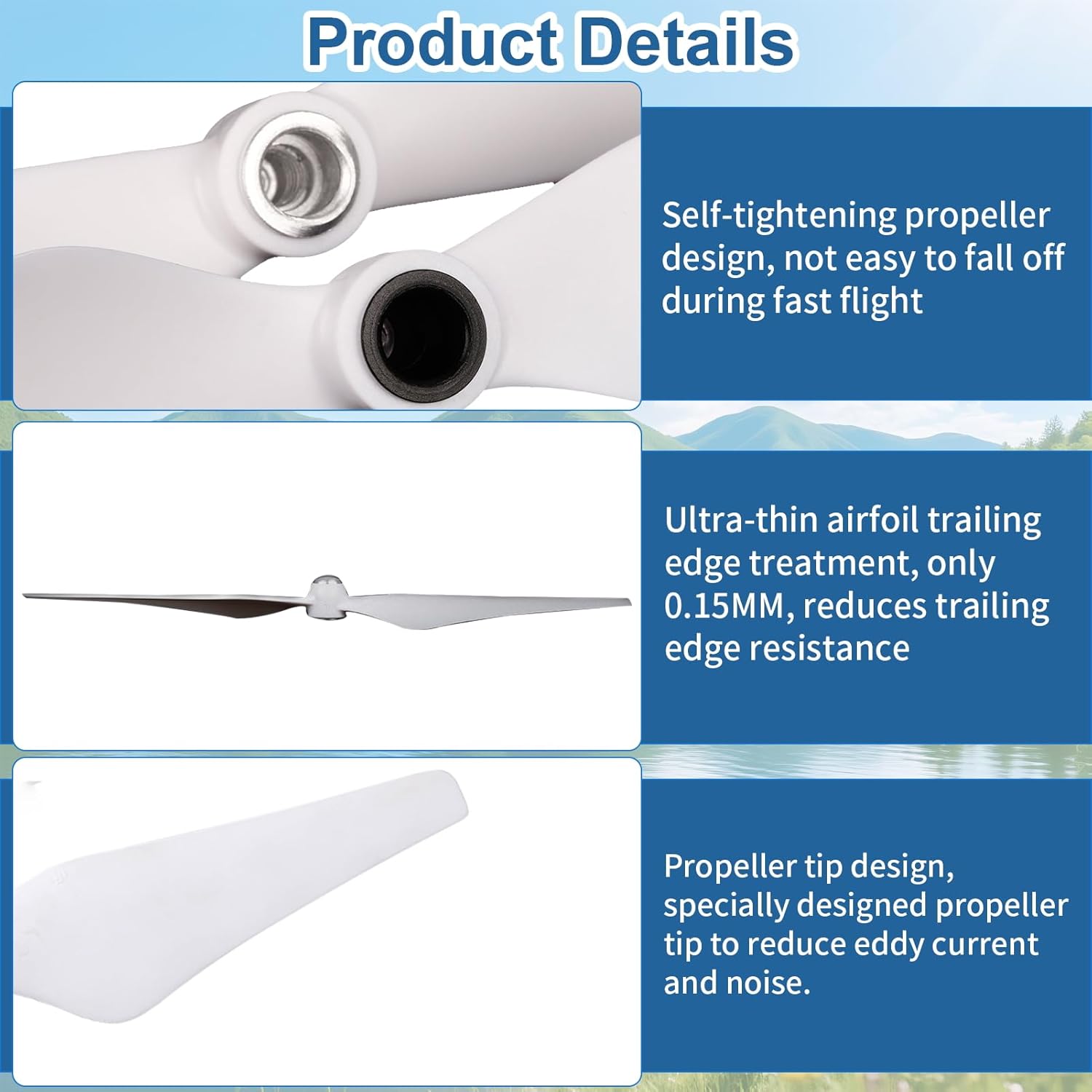 4 Pairs 9450 Self Tightening Drone Propeller(4CW+4CCW) Compatible with DJI Phantom 2/3/3PRO, Low Noise Propeller, Replacement Parts for Drone Blades