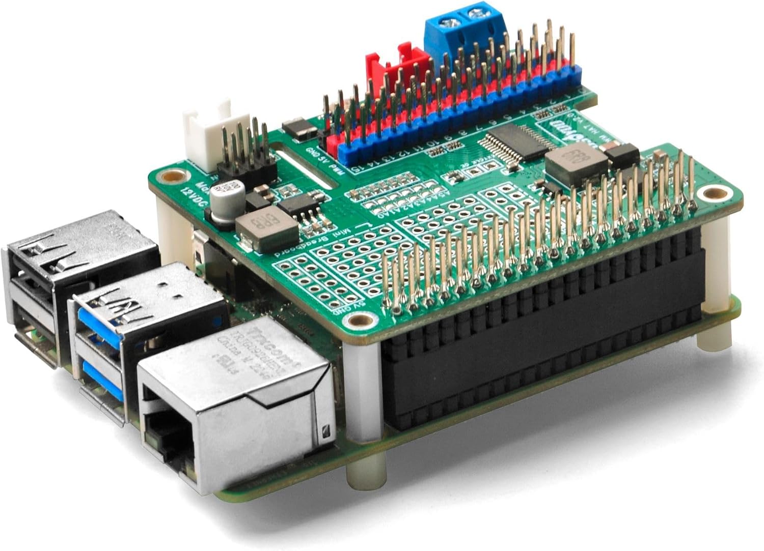Servo & Motor Control HAT - Battery Adapter, 16-Channel PWM for Raspberry Pi Robot Cars, Drones