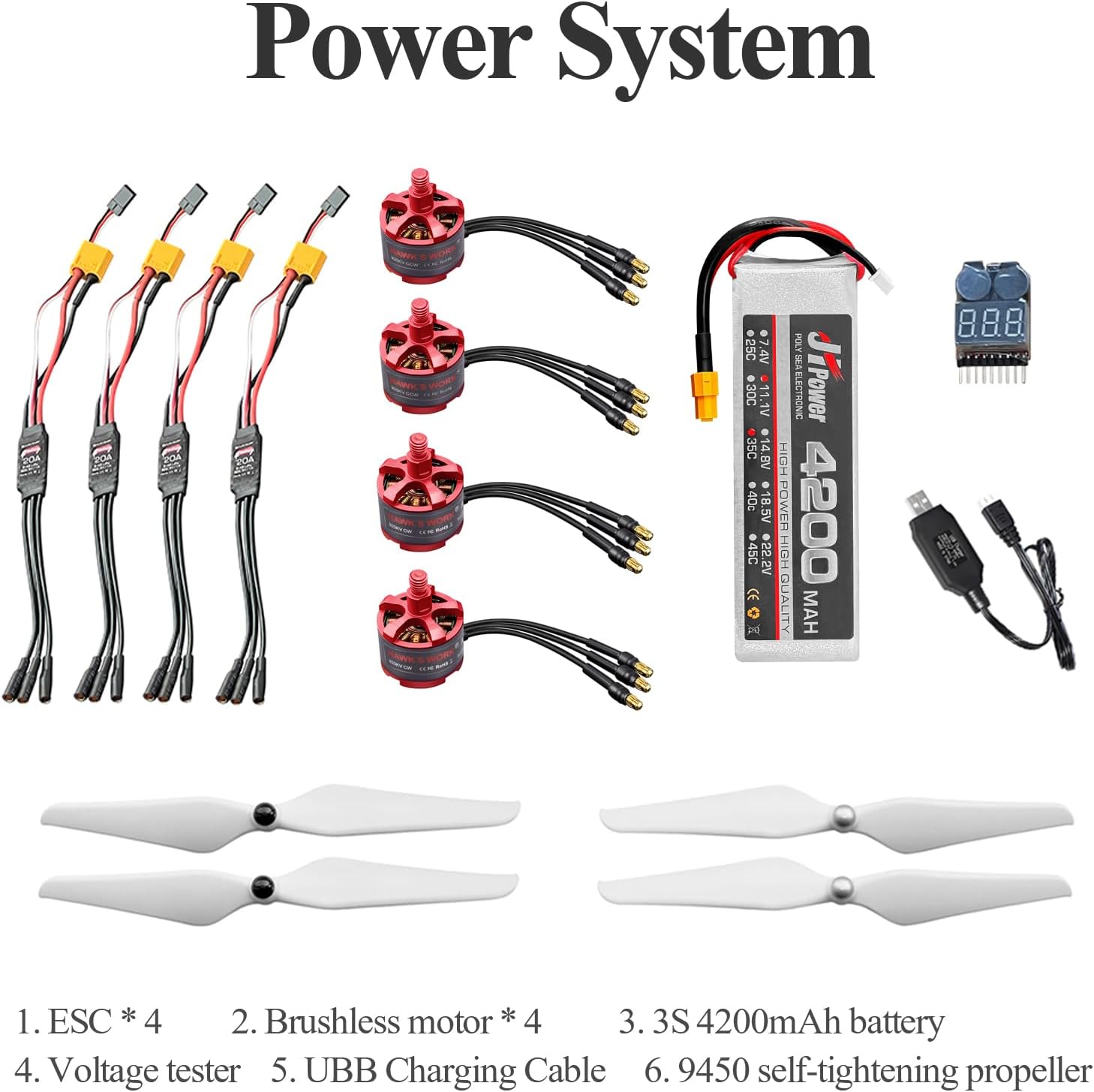 HAWK¡¯S WORK F450 Drone Kit to build, DIY Quadcopter Set, Frame + ESC + Brushless Motor + Prop + Accessory + Guild Book & Video (D)