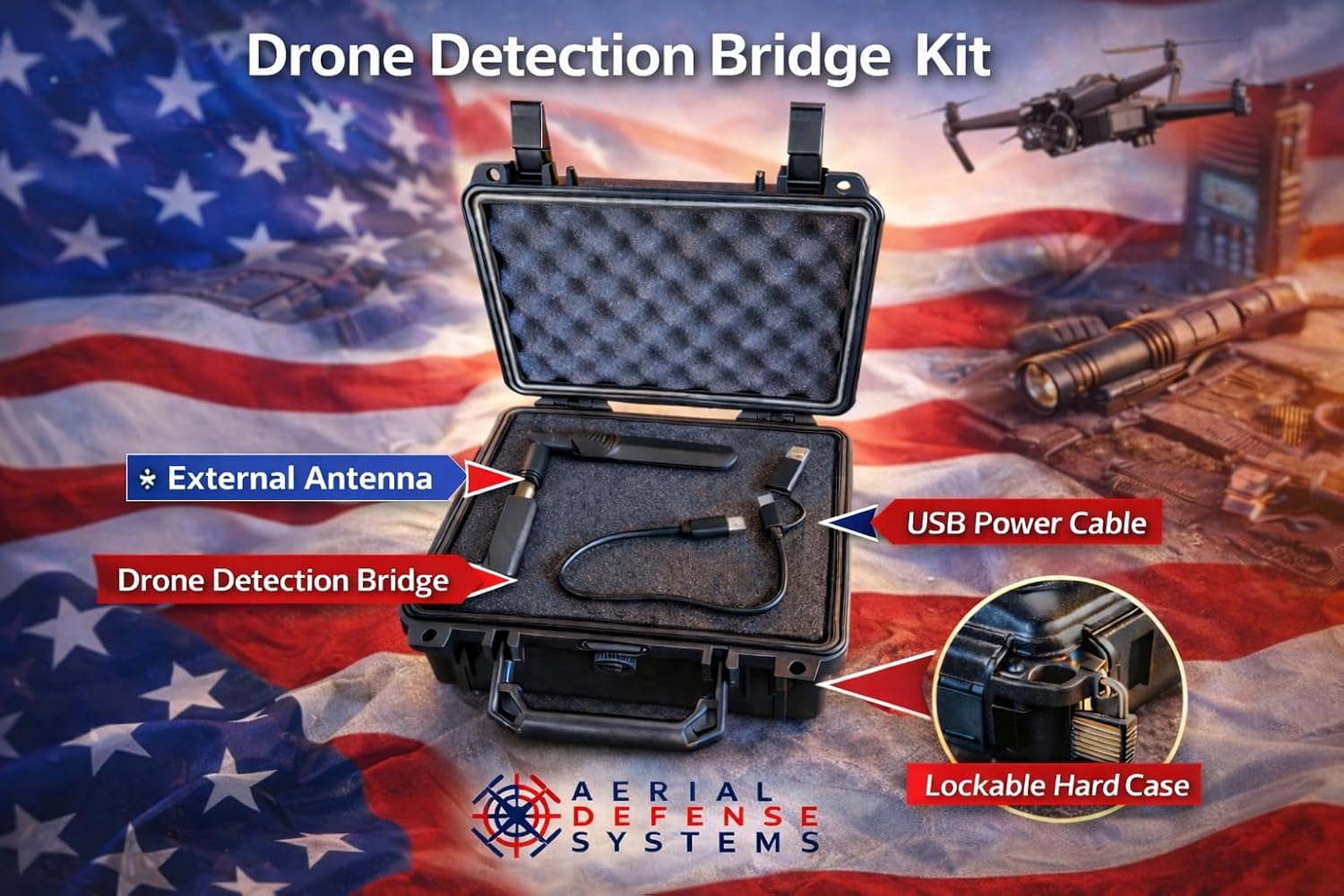 Police Drone Detection & Tracking Kit Handheld Drone Detection Kit- Compact Remote ID Receiver for iOS & Android