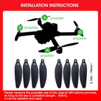 Universal 70mm/2.76In Drone Propellers for S159, S166, S167, S197, V168 Models - Replacement Drone Accessories with Stable and Low-Noise Operation, Easy Installation and Removal,16-Pack (Black)