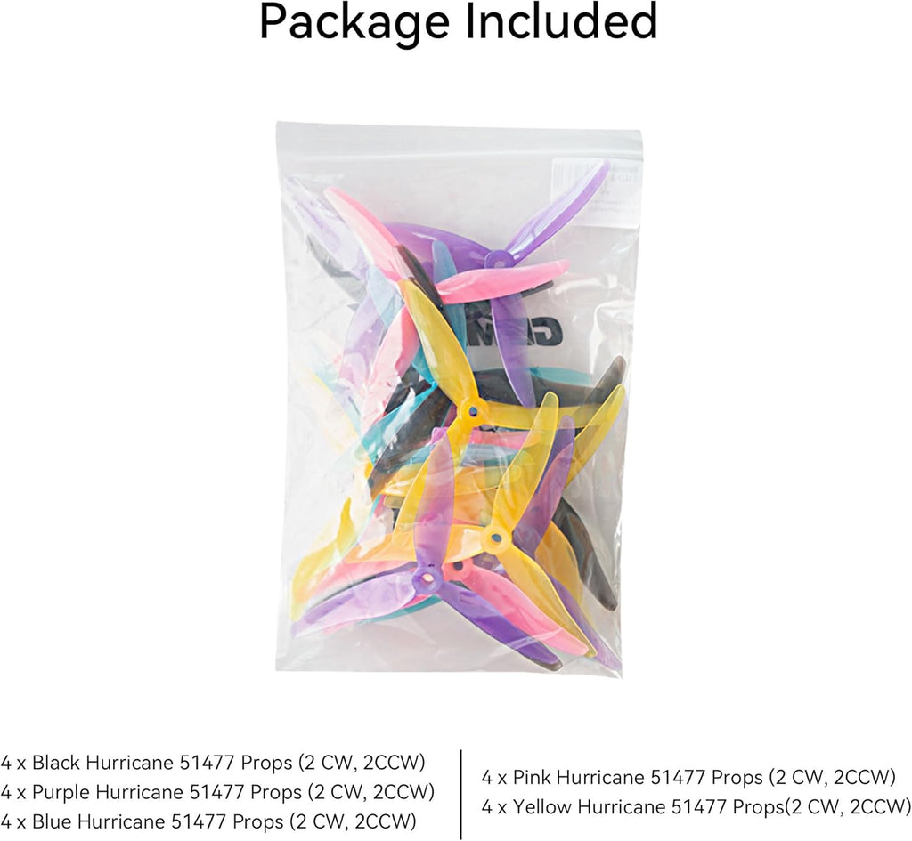 20pcs Fpv Drone Props Propeller: Gemfan Hurricane 51477 Tri-Blade 5 Inch Props for 4S 6S FPV Freestyle Racing, 10xCW 10xCCW