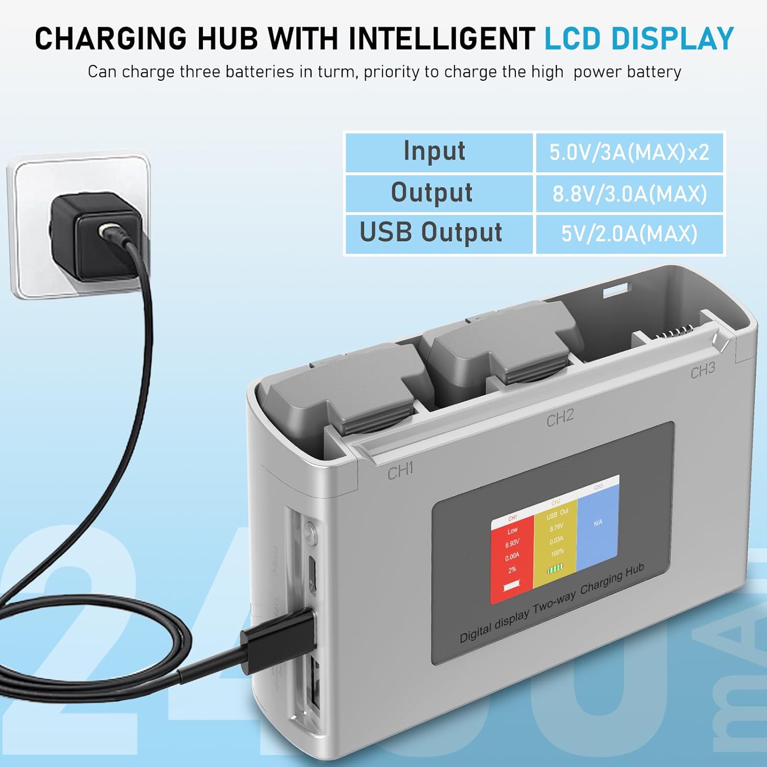 Anegine Mini 4K 2 Battery 2-Pack with Display Two-Way Charging Hub,Compatible with DJI Mini 4K, 2, 2 SE, SE Drone Batteries