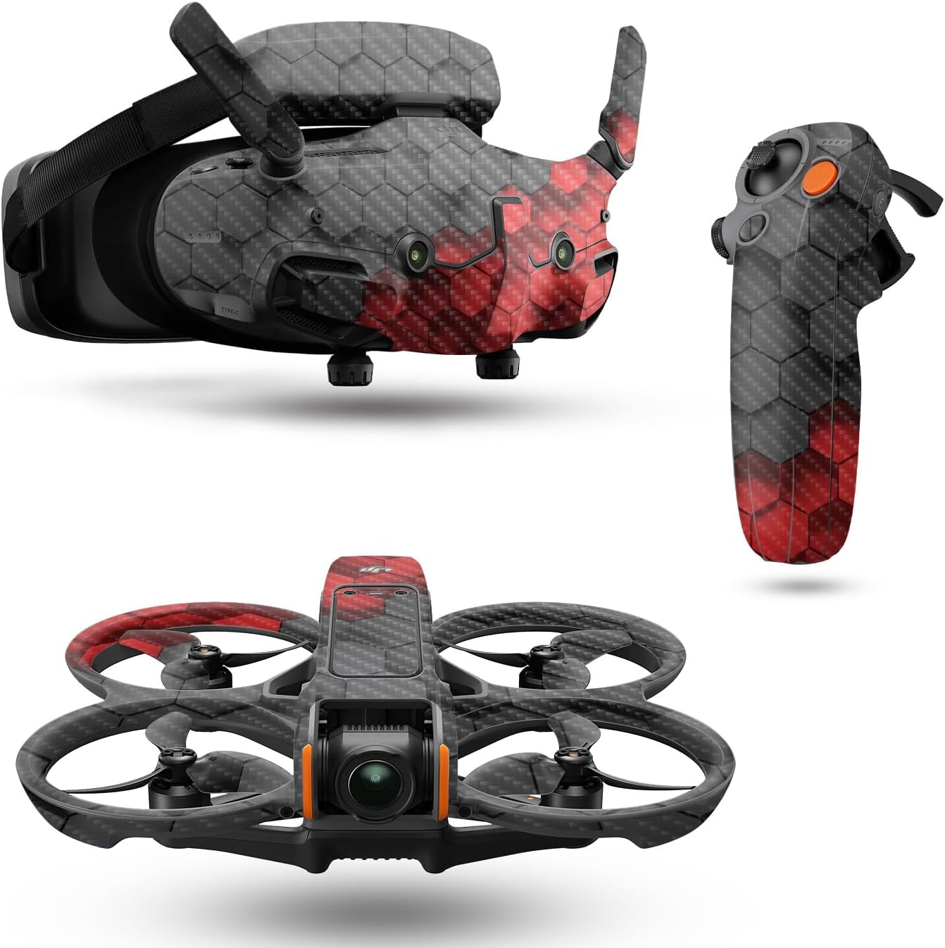 Carbon Fiber Drone Skin Compatible with DJI Avata 2 Bundle (2024) - Two-Tone Hex - Premium 3M Vinyl Protective Wrap Decal Cover - Easy to Apply | Crafted in The USA by MightySkins