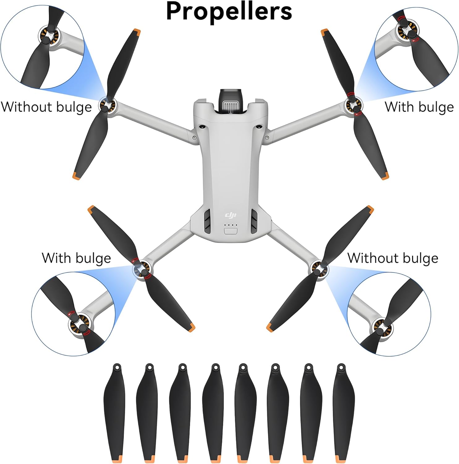 Mini 3 Pro Propeller Guard - 4 Pcs with Blades Landing Gear Foldable Extension Legs Propellers Holder Lens Cover Gimbal Protector for DJI Mini 3 Pro/Mini 3 Drone Accessories Set
