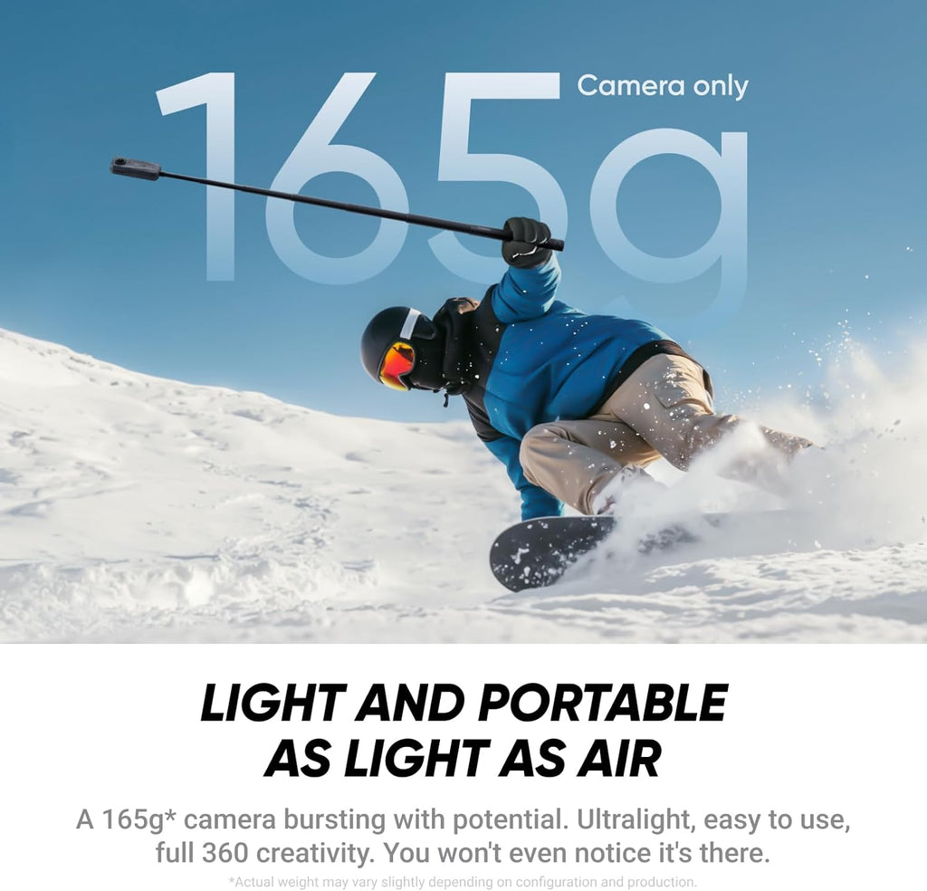 Insta360 X4 Air No Drone No Problem Bundle - Lightweight 165g 8K 360 Camera, 3 Meter Invisible Selfie Stick, Replaceable Lenses, Shoot First & Frame Later, FlowState Stabilization, AI-Powered App