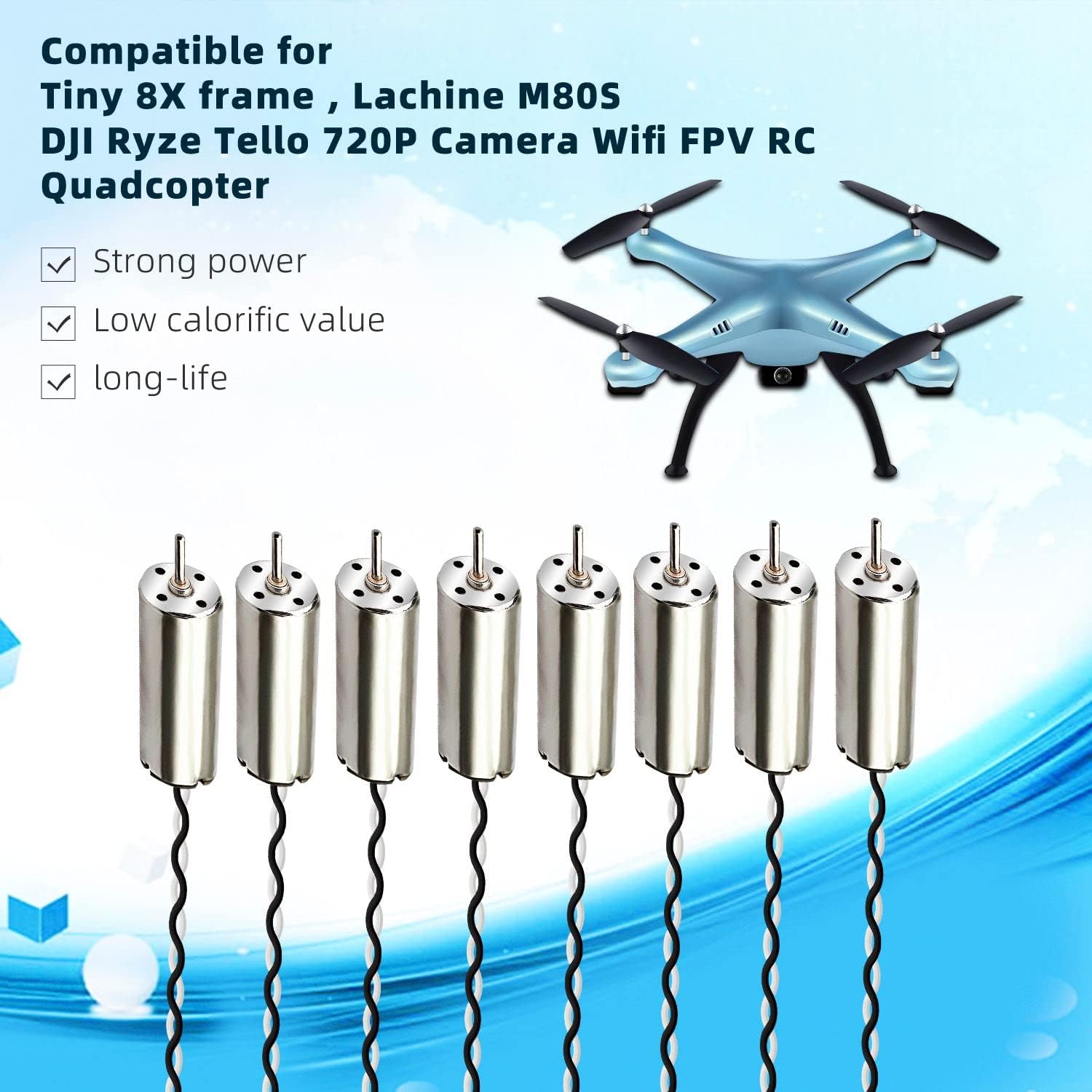 8 Pack 8520 Motor 8.5x20mm Coreless Brushed Motor 3.7V 53000Rpm Mini DC Motors