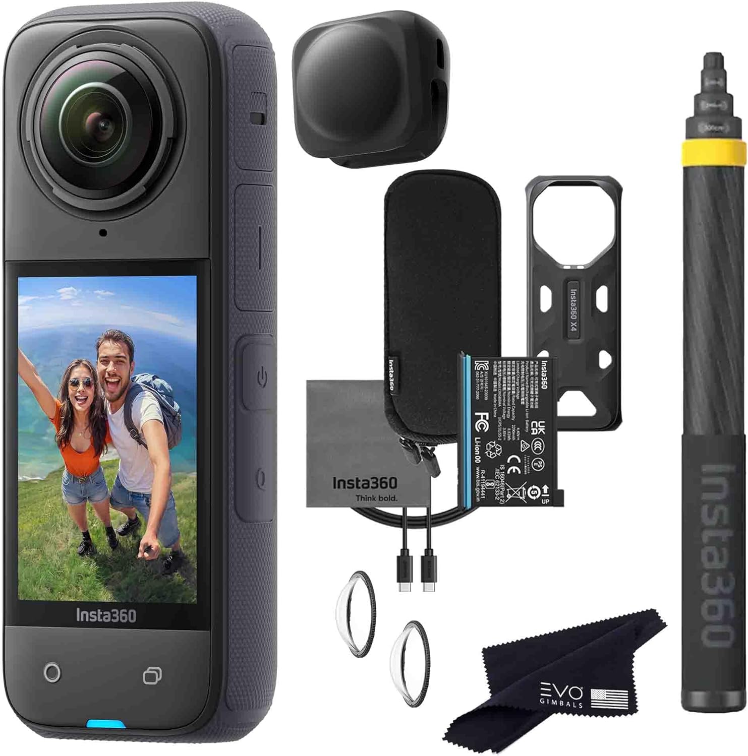 Insta360 X4 Extended Selfie Stick Bundle(3m/9.8ft)-8K Waterproof 360 Action Camera with 1/2 48MP Sensors, 8K 360 HDR Video, Like Drone Shot| Bundle Includes 3m Extended Selfie Stick, Lens Cap