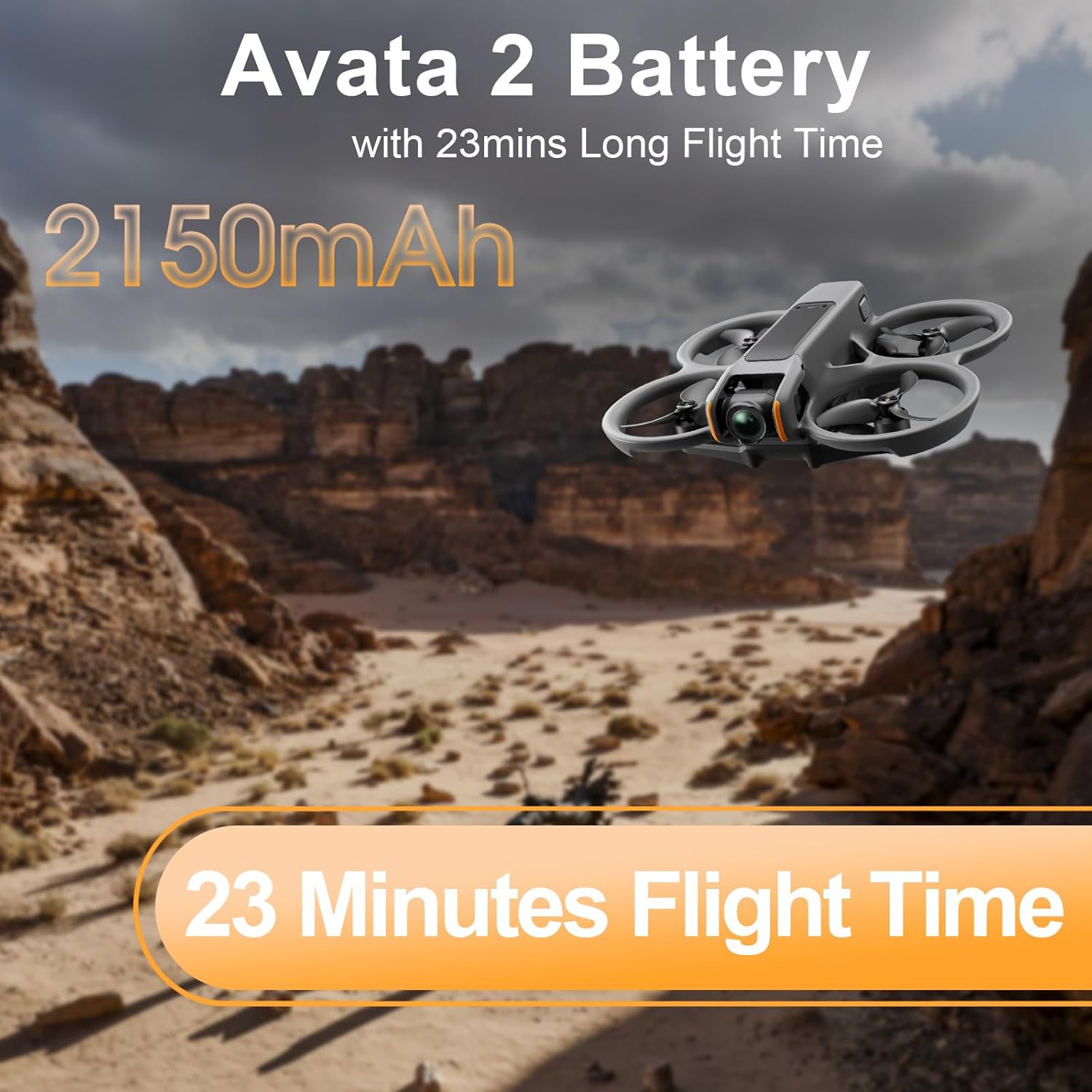 Avata 2 Battery 2 Pack with Charging Station, 2150mAh Intelligent Flight Avata 2 Battery Replacement and Two-Way Charging Hub, 23 Minutes of Max Flight Time Compatible with DJI Avata 2 Drone