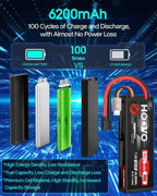 HOOVO 7.4V 70C 6200mAh 2S Lipo Battery Hard Case with Tracxas Plug for RC Car RC Helicopter RC Truck RC Truggy Airplane Quadcopter UAV Drone FPV (2 Packs
