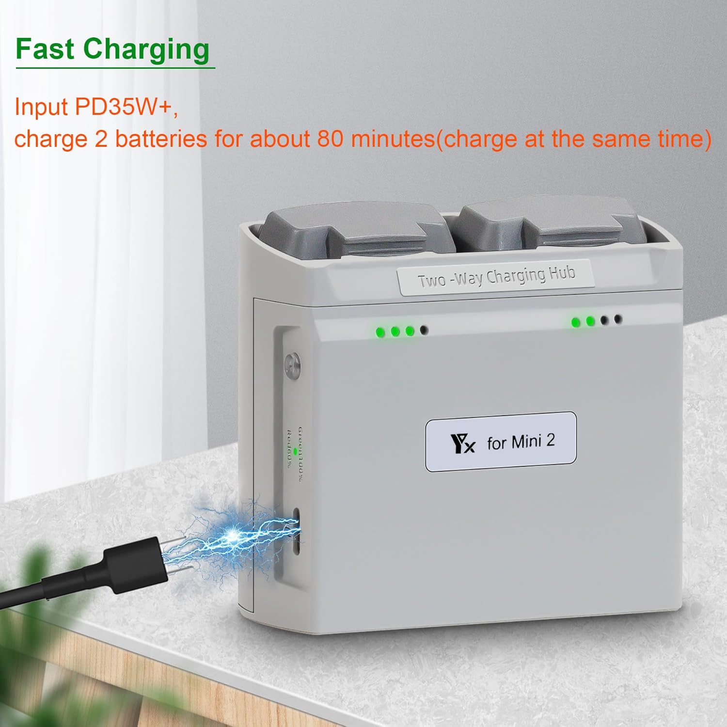 Multifunction Parallel Battery Charger with Storage Charge for DJI Mini 4K/2/2 SE,Mini SE Drone,Two-Way Charging Hub,Dual Batteries Accessories