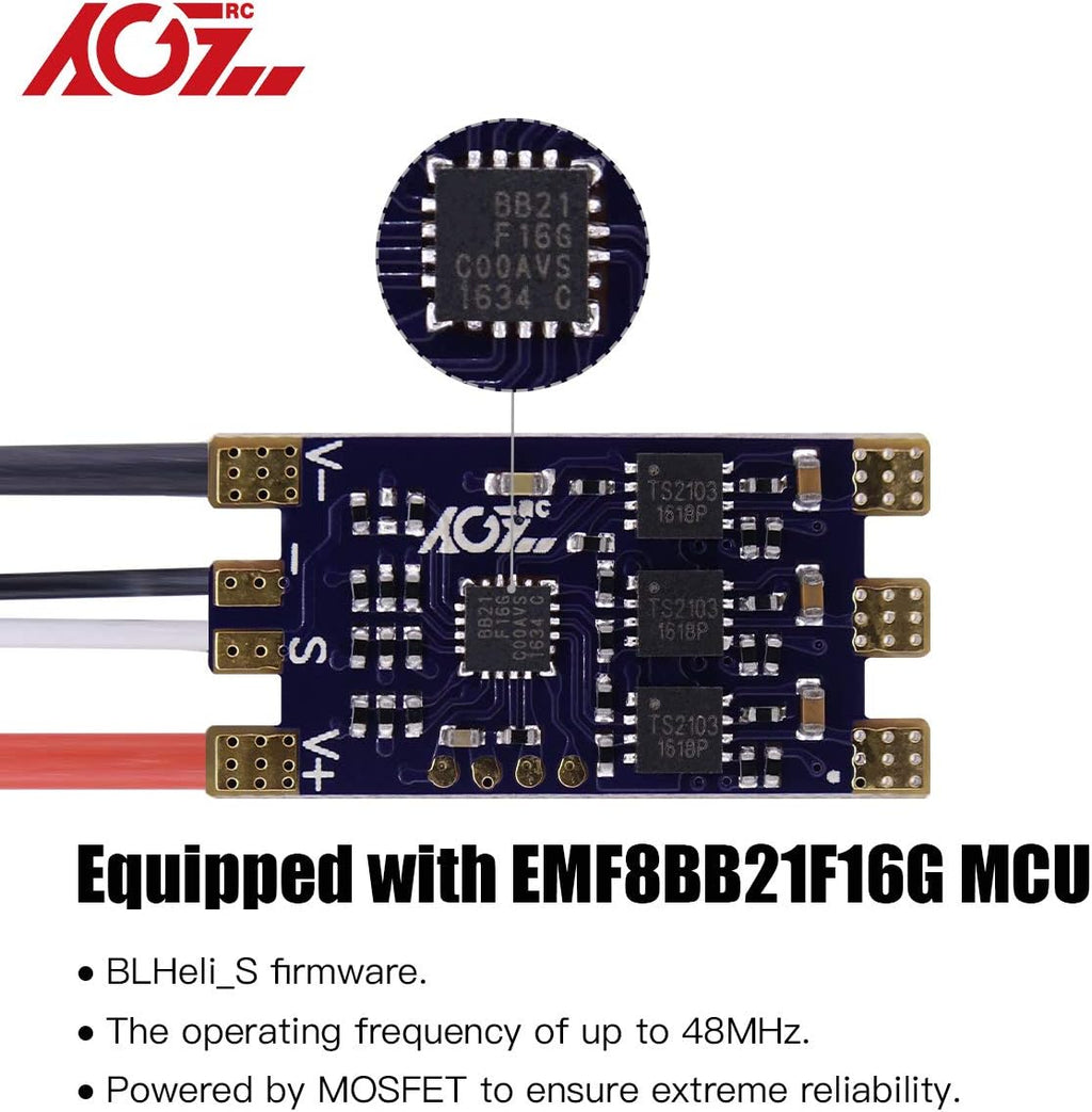 AGFRC 20A ESC Brushless DSHOT600 BLHeli_S 2-4S Lipos Electronic Speed Controller for FPV QAV Drone Multirotor Quadcopter (XR-20A)