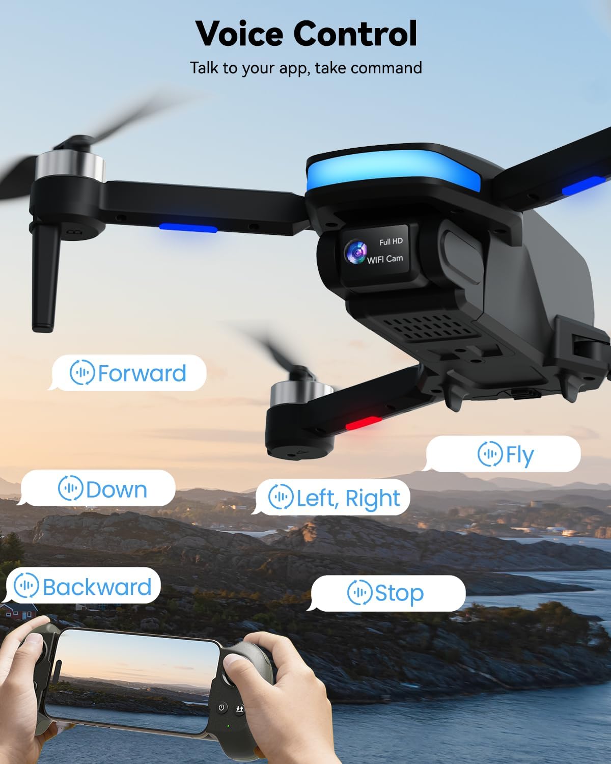 SIMREX Drone with Camera for Adults 4K, Brushless Motor Drones for Kids Beginners, FPV Foldable, Optical Flow & Altitude Hold, WiFi Live Video, Gesture/Voice Controlt,Toys Gifts for Teen Boys (Black)