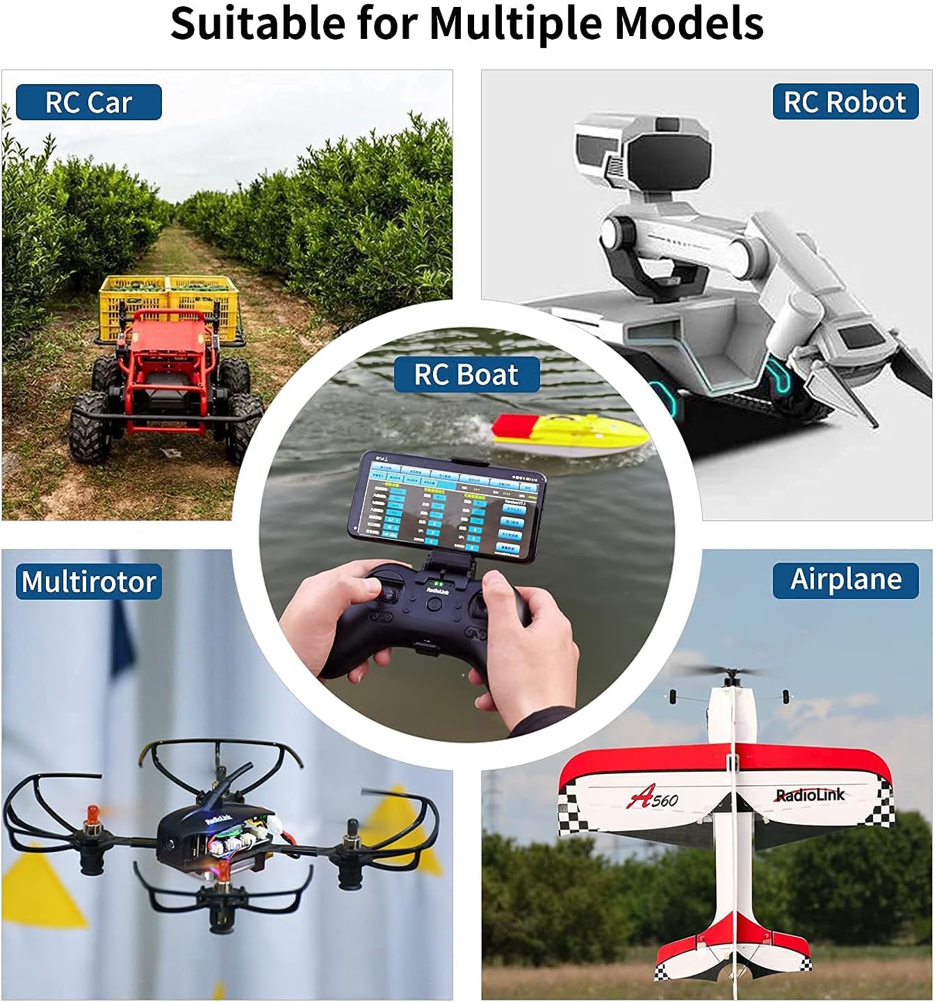 Radiolink T8S 8 Channels 2.4GHz RC Pocket Size Portable Transmitter and Receiver R8EF RX, Remote and Controller Built-in Rechargeable Battery for Quad/Airplane/Car/Boat and More (Mode 2 Left Hand)
