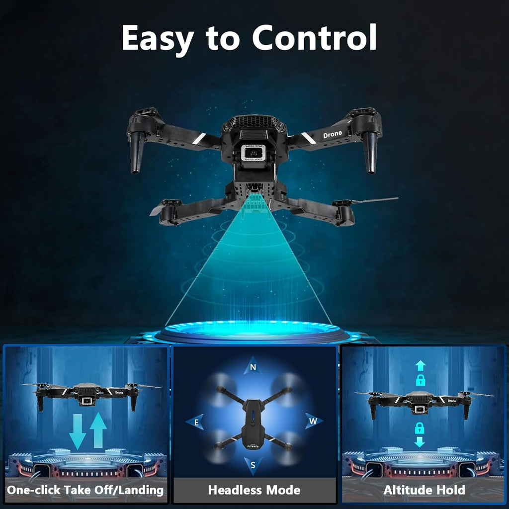 FLYVISTA Mini Drone with Camera for Adults Kids, 1080P WiFi FPV Camera Drone with 3 Batteries, One-Click Take Off/Landing, Altitude Hold, Headless Mode, 360¡ã Flips, 3-Gear Speeds, Emergency Stop, Carrying Case, Toys Gifts for Kids and Adults Beginner
