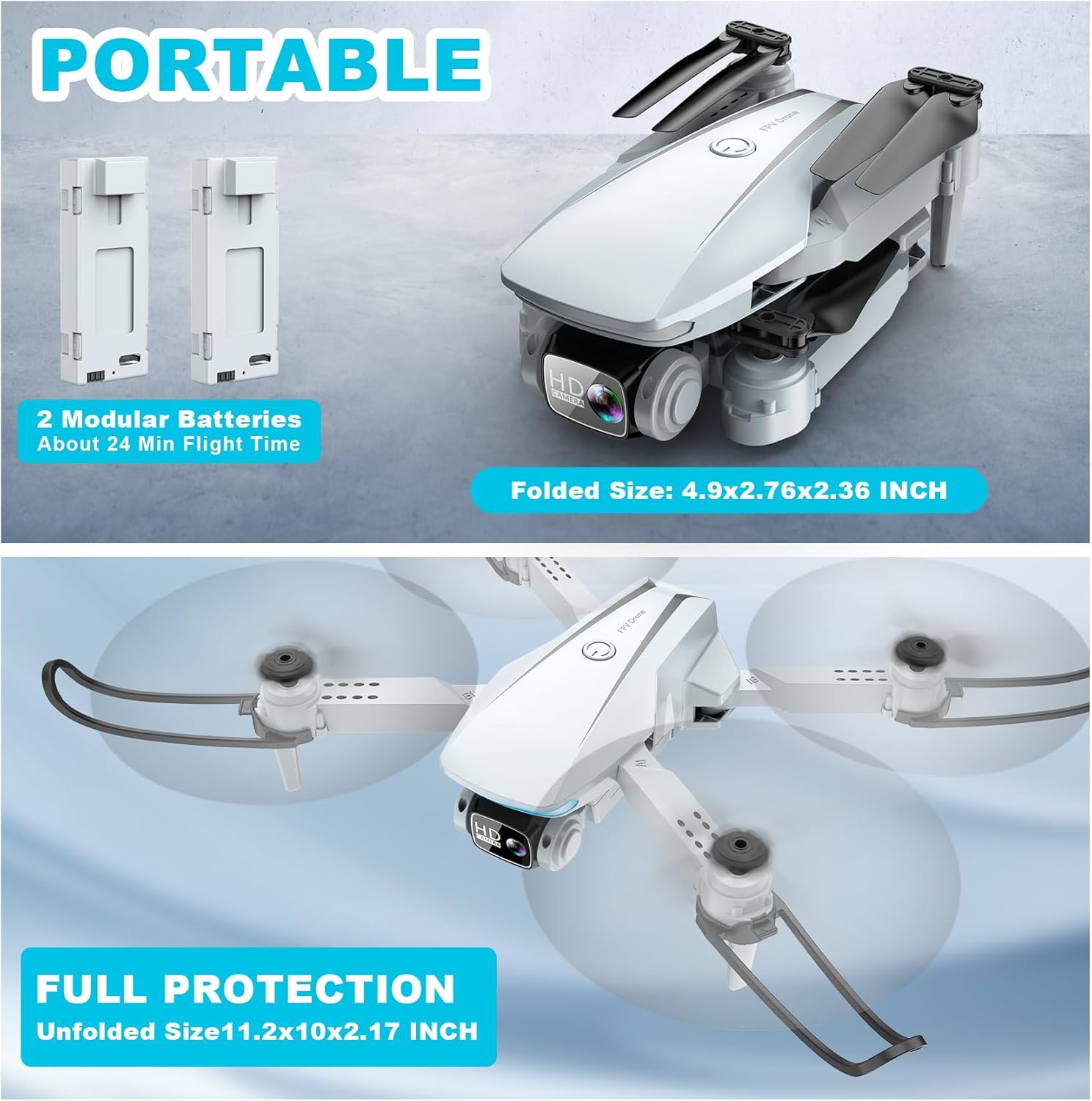 Oddire Drone with Camera - Drones for Adults with 2 Batteries, Carrying Case, 1080P HD Foldable Drone with Stable Hover, Trajectory Flight, Gravity Control, One Key Take Off/Land, 3D Flip, Toys