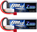 Zeee 3S LiPo Battery 2200mAh 11.1V 35C Soft Case Battery with T Connector for RC Airplane RC Quadcopter Helicopter Drone FPV (2 Pack)