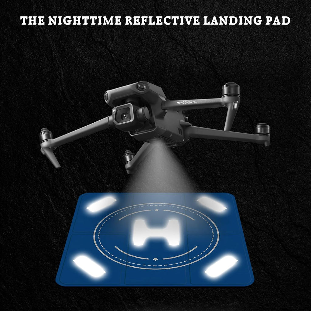FPVtosky Nighttime Reflective Drone Landing Pad, Fast-fold Double Sided Waterproof Landig Pad Weighted for DJI Mini 5 Pro/ 4/3 Pro/Mini 4k / Mavic 4 / Air 3s/ Avata 2/ Neo/Flip(30 in)