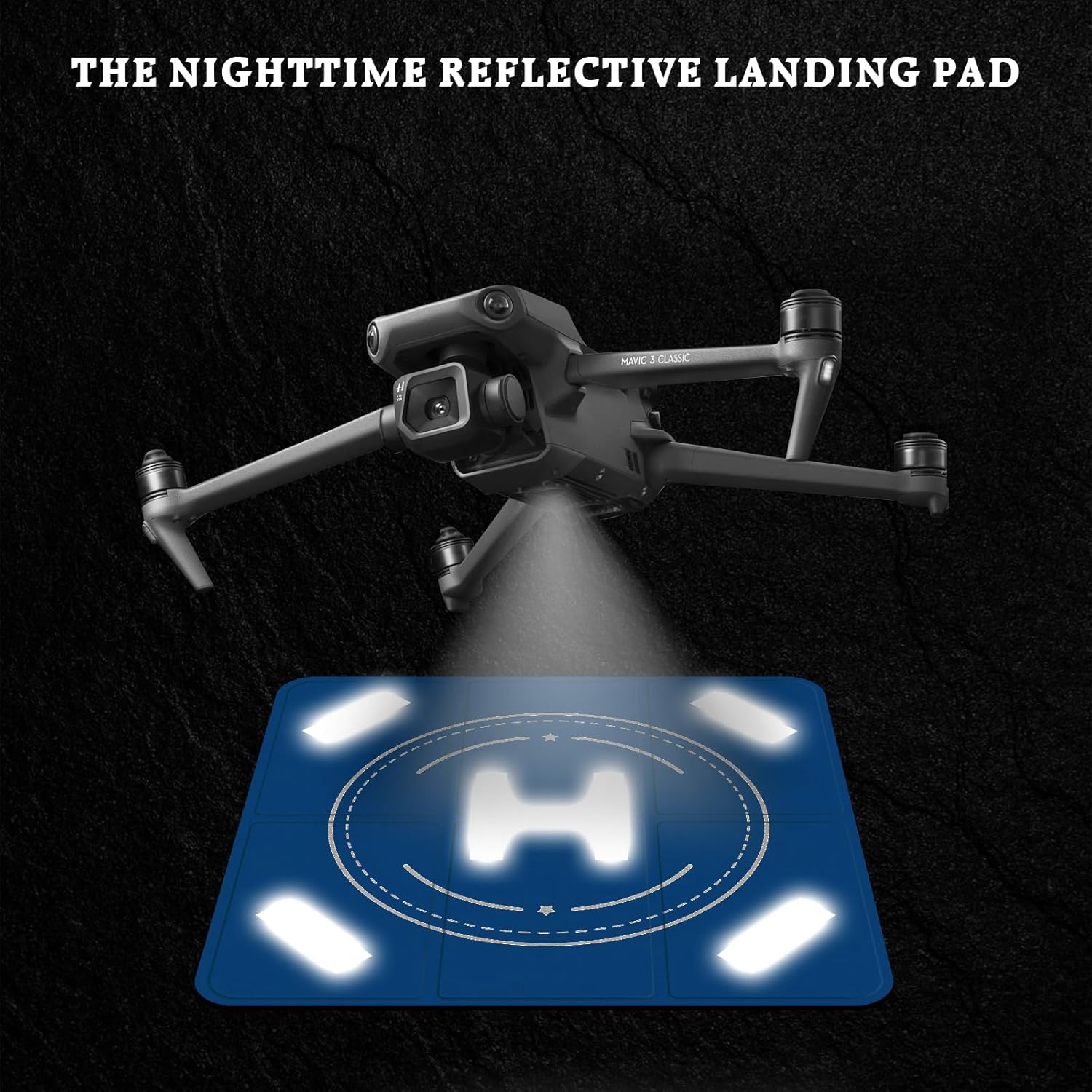 FPVtosky Nighttime Reflective Drone Landing Pad, Fast-fold Double Sided Waterproof Landig Pad Weighted for DJI Mini 5 Pro/ 4/3 Pro/Mini 4k / Mavic 4 / Air 3s/ Avata 2/ Neo/Flip(30 in)