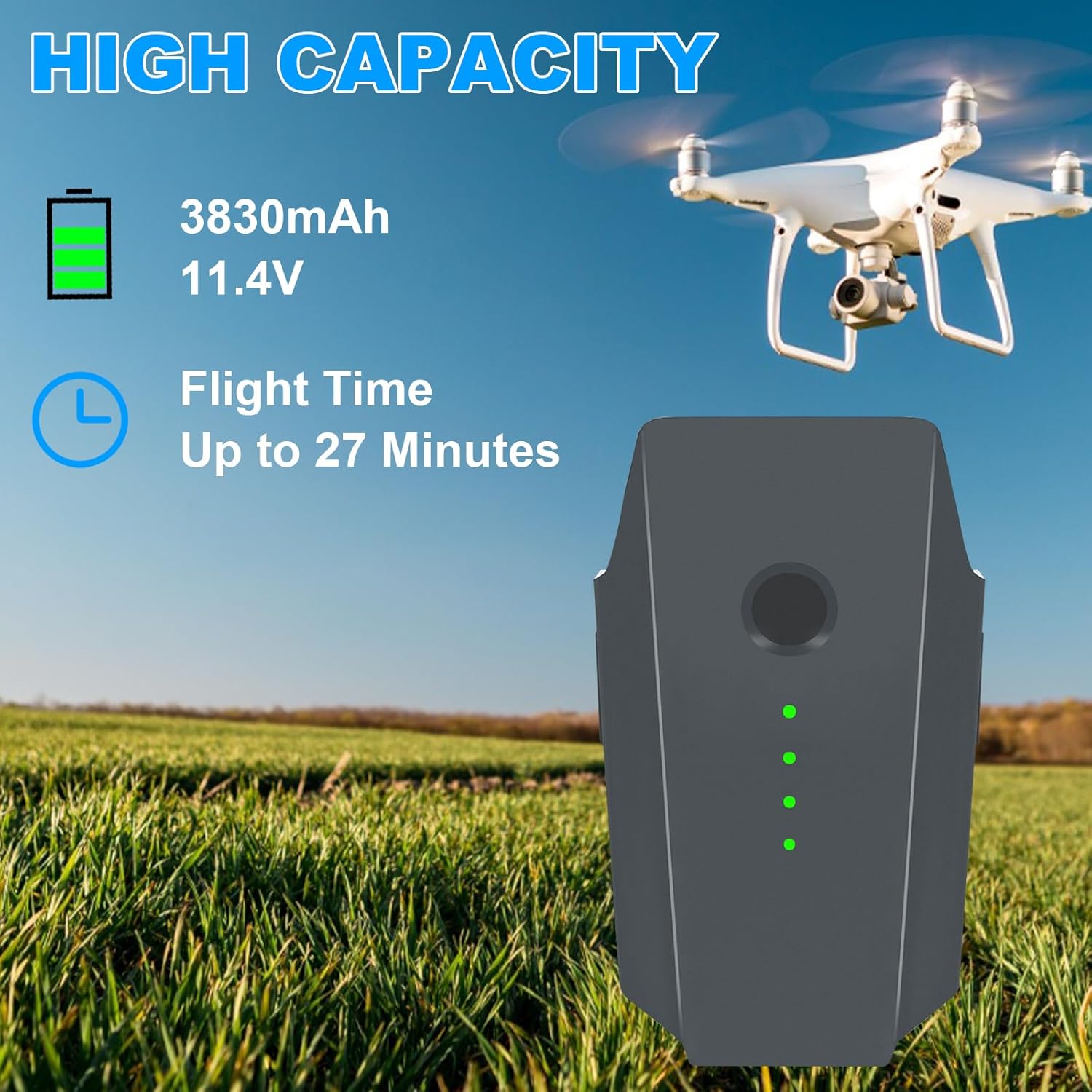 Mavic Pro Battery, 2 Pack 3830mAh 11.4V Intelligent Flight Battery for DJI Mavic Pro/Pro Platinum/Pro White