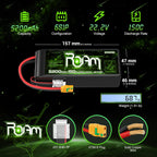 OVONIC Roam Series 6S Lipo Battery 5200mAh 6S1P 150C 22.2V Long Range Lipo Battery with XT90-S Anti Spark Plug for 7-10 inch Long Range Drone 6S HD Cinelifter Multirotor X-Class