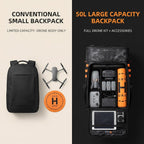 Gardennet FPV Drone Backpack -50L Professional Black Drone Shoulder Bag Case With 20 Inch Drone Landing Pad, Large Waterproof Travel Camera Bag for DJI FPV/Mavic/Air, Controller Combo and Accessories