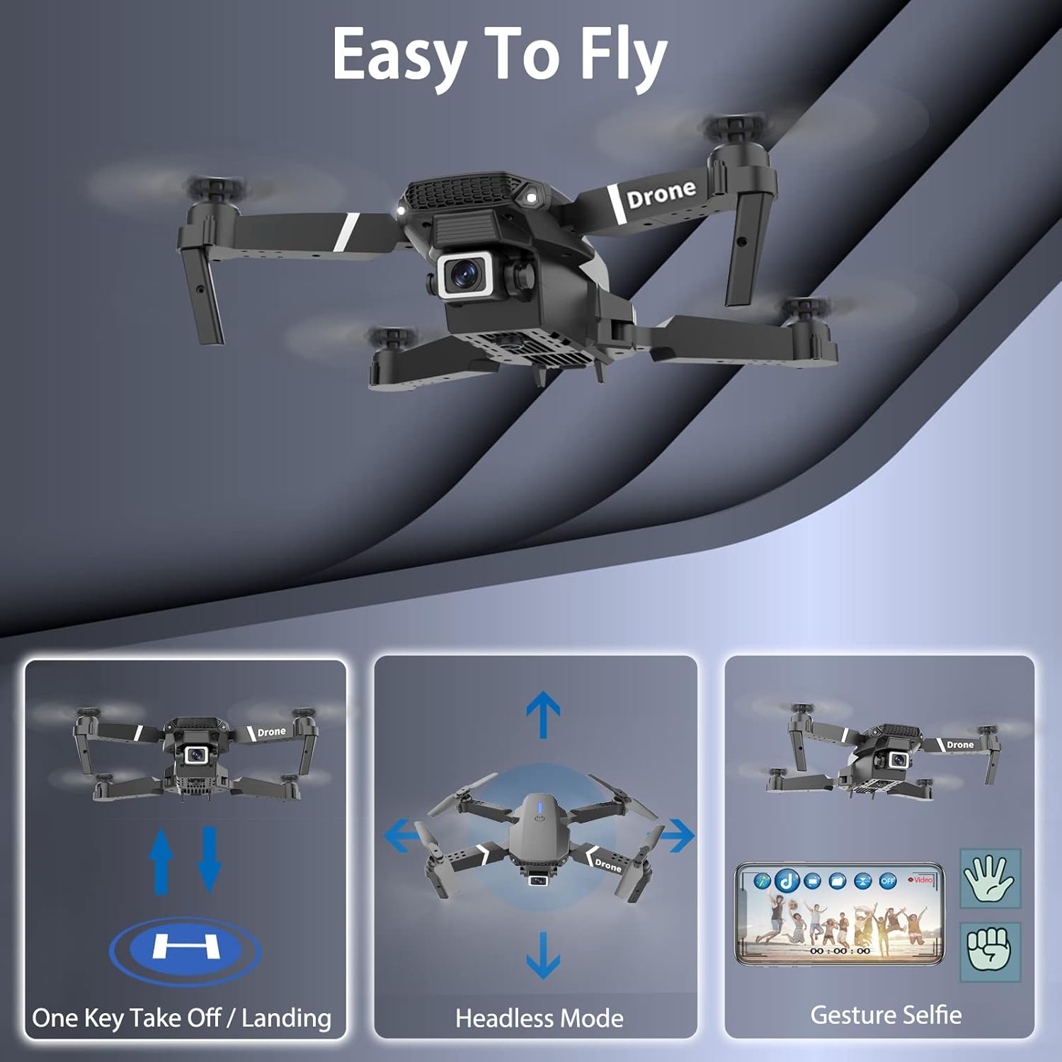MOCVOO Drone With 1080P Camera for Adults Beginners Kids, Foldable RC Quadcopter, Toy Drones Gifts, FPV Drone Video, 2 Batteries, Carrying Case, One Key Start, Headless Mode, Waypoints fly, 360¡ã Flips