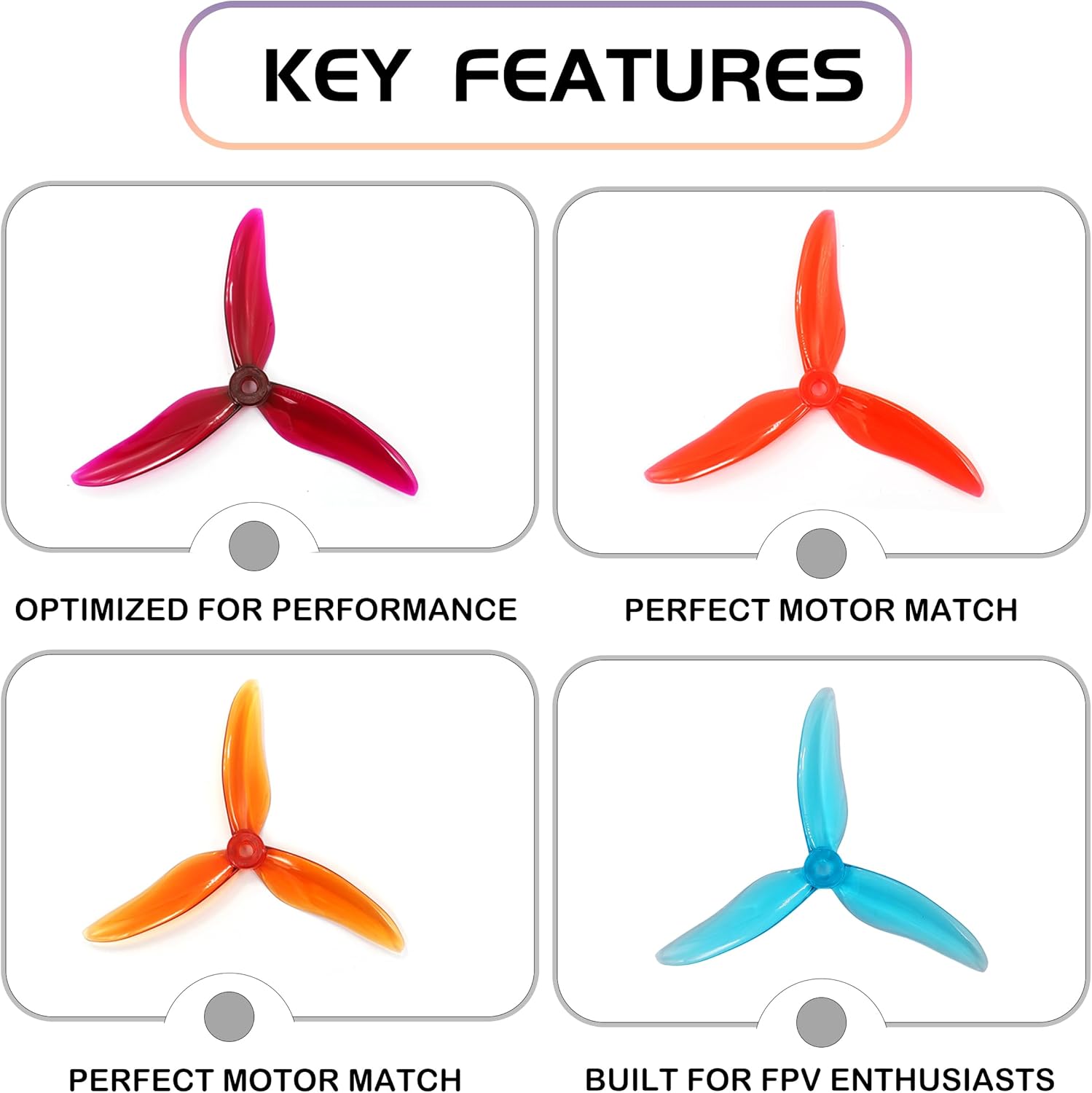Gemfan Hurricane 51499-3 Blades PC Propellers Tri-Blade 5 Inch Props Compatible with 2205-2306 Brushless Motor for Popo RC Quadcopter FPV Racing/Freestyle Drone