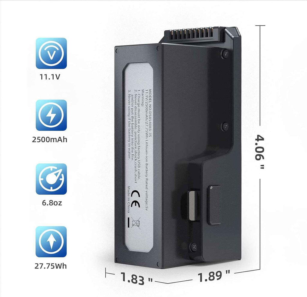 Ruko F11/F11PRO/F11GIM/F11GIM2 Drone Battery 11.1V 2500mAh/27.75Wh Li-po Rechargeable Battery and USB Cable for F11 Series RC Quadcopter Drone Black