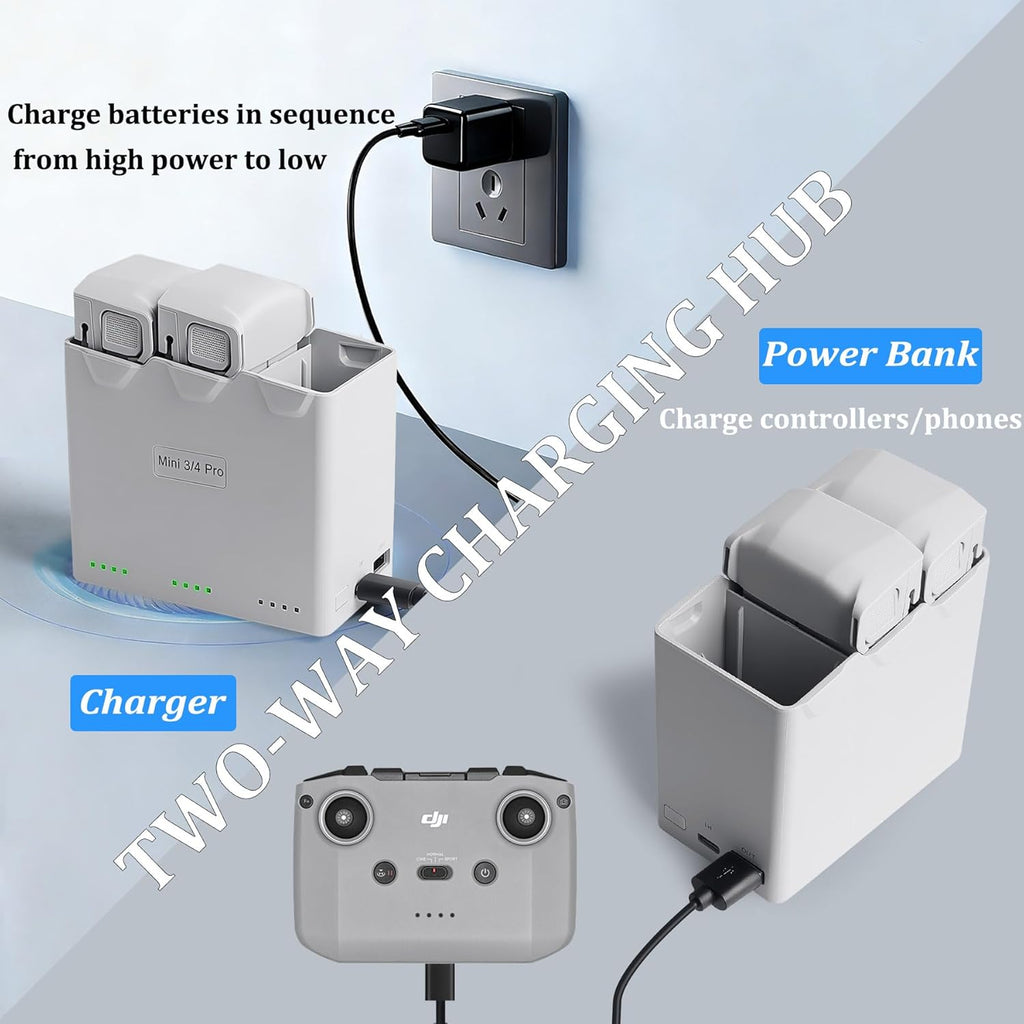 2 Pack Mini 3 Series Intelligent Flight Battery Plus with Two-Way Charging Hub for DJI Mini 4 Pro - 3850mAh-7.38V Drone Replacement Battery Pack with Charging Hub Combo for DJI
