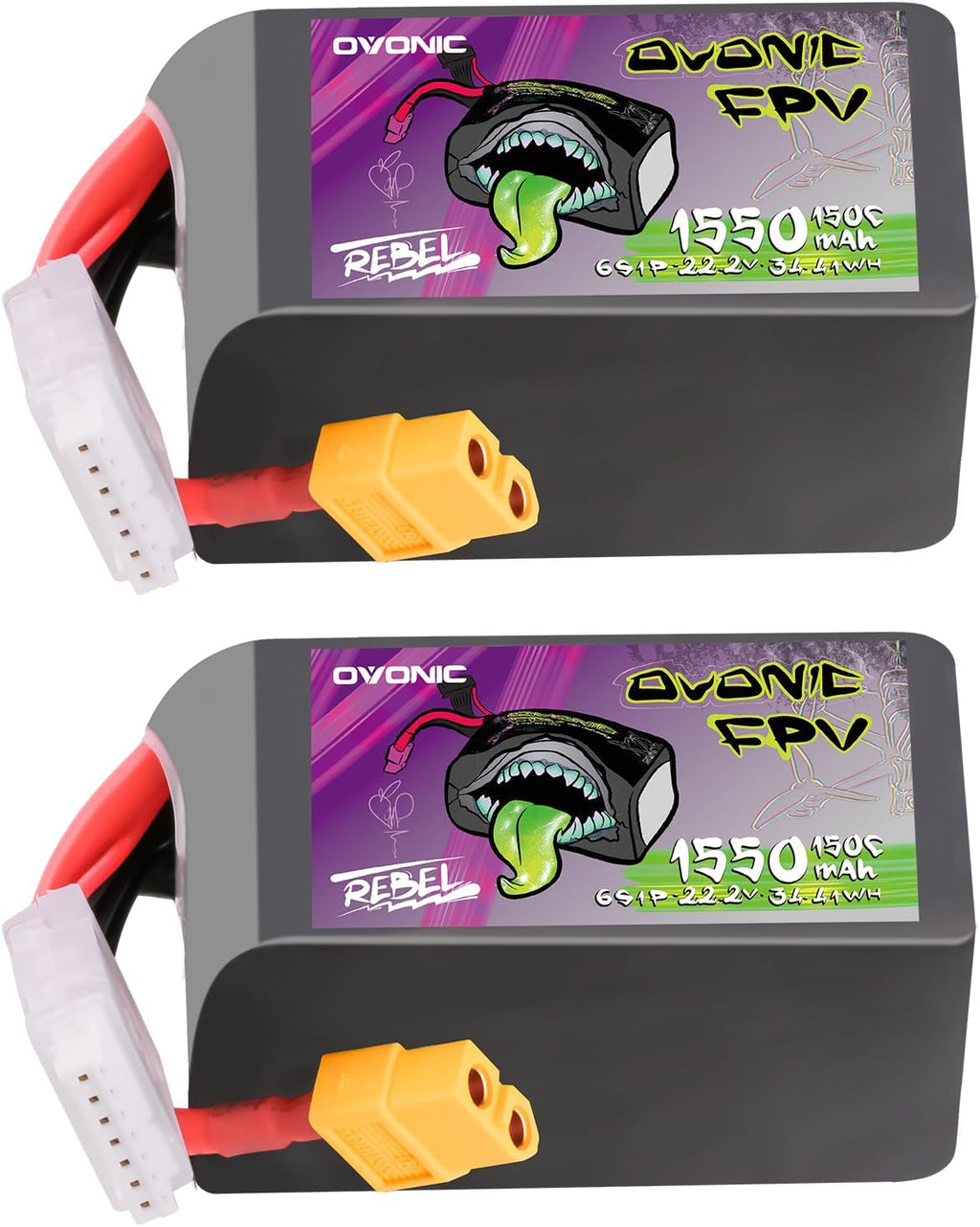 OVONIC 22.2V Lipo 1550 mAh 150C Lipo Battery with XT60 Plug ?2 Pack?