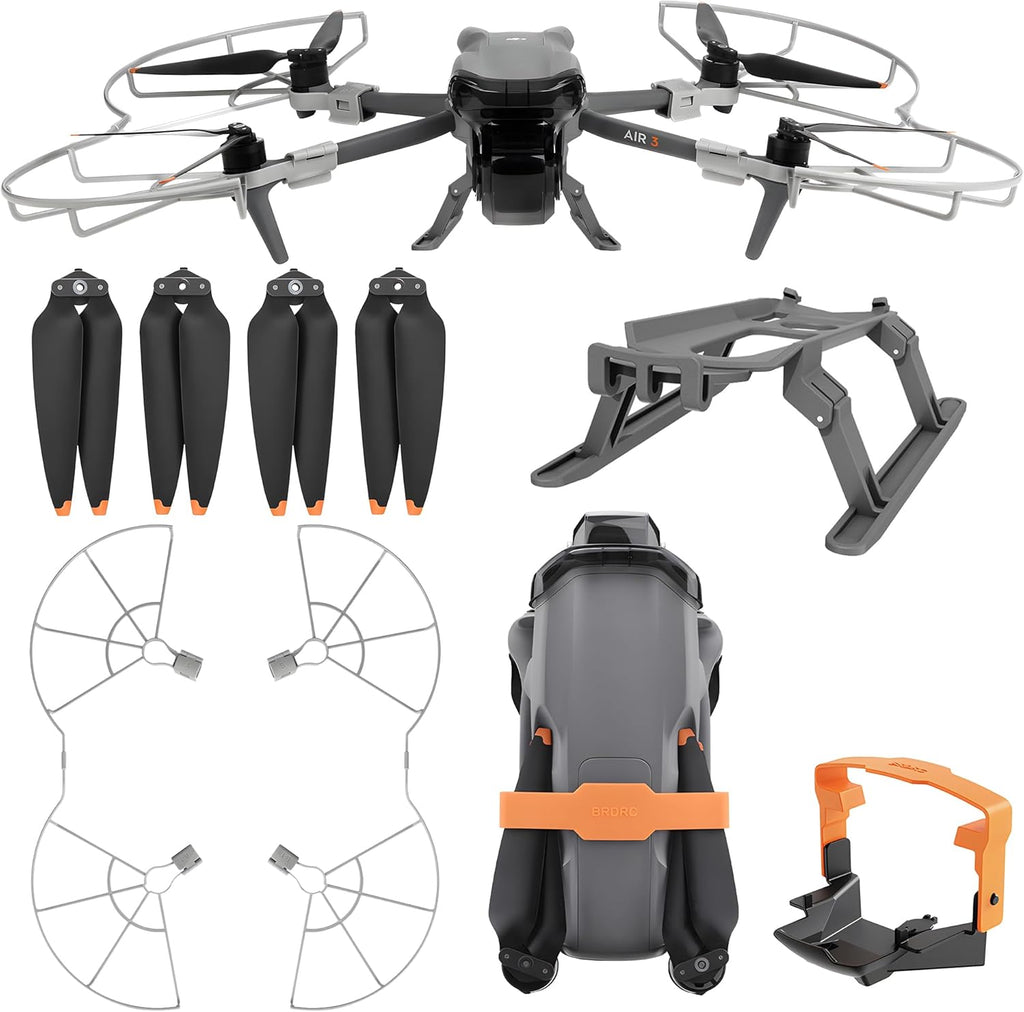 Propellers for DJI Air 3S Drone - 4Pcs Accessories Set with Propeller Guard Protector Landing Gear Low Noise Blades for DJI Air 3/Air 3S Drone Accessories Bundles