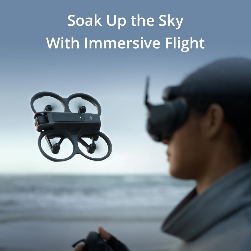 DJI Avata 2 Fly Smart Combo (Three Batteries), FPV Drone with Camera 4K, Immersive Experience, One-Push Acrobatics, Built-in Propeller Guard, 155¡ã FOV, Camera Drone with Goggles N3 and RC Motion 3