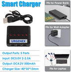 URGENEX 3.7V Lipo 850mah Rechargeable Lipo with JST Plug X5 Charger for MJX Syma Holy Stone Sky Viper RC Quadcopter Drone X56W X400 X400W X300C X400C X800 HS110 HS200 S670 V950hd S1750 V2450