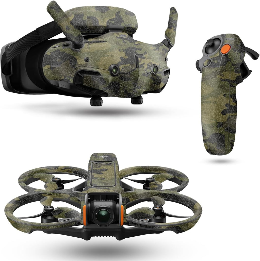 Glossy Glitter Drone Skin Compatible with DJI Avata 2 Bundle (2024) - Green Camouflage - Premium 3M Vinyl Protective Wrap Decal Cover - Easy to Apply | Crafted in The USA by MightySkins