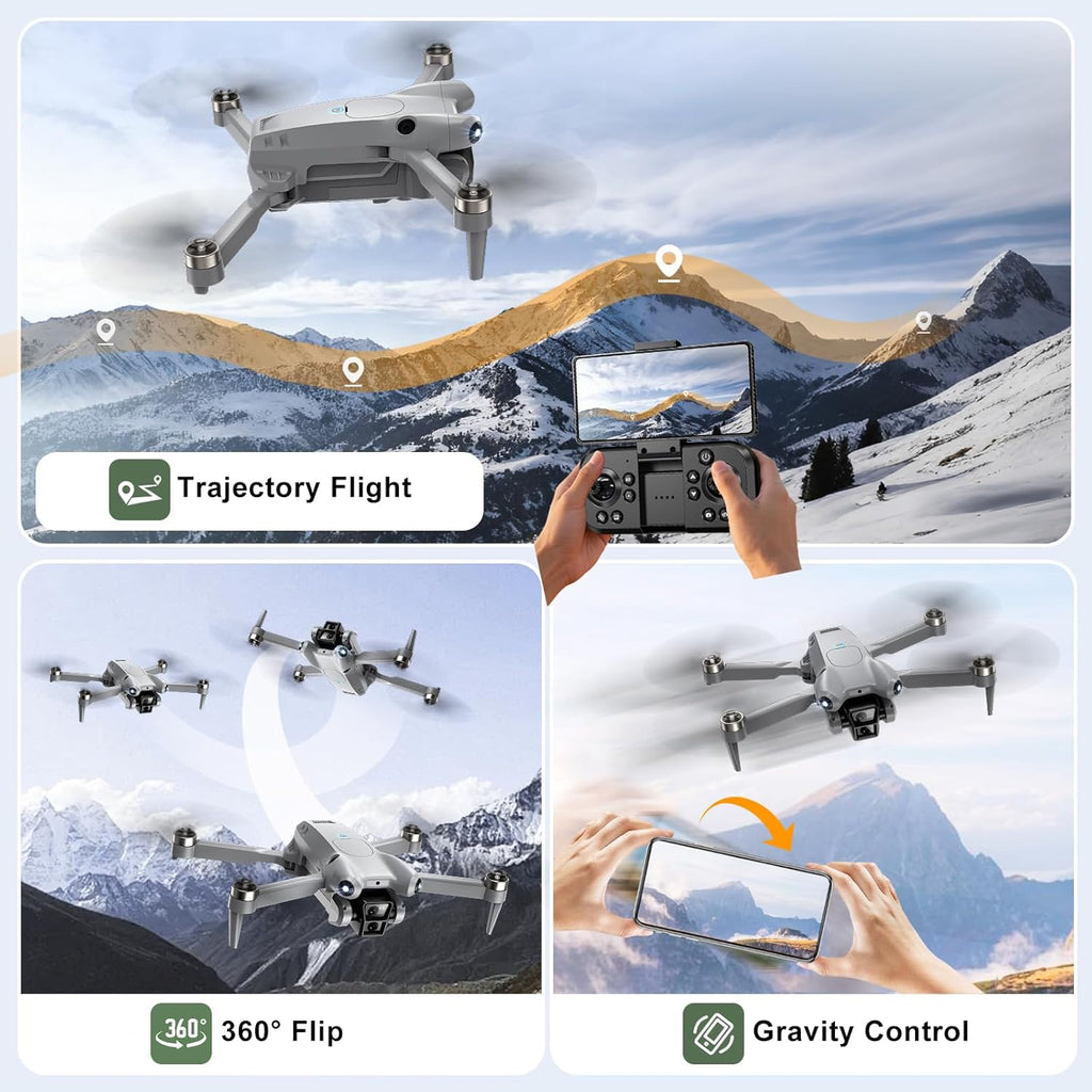 PRO Drone with Camera for Adults 4K,Brushless Motors Drone for Kids Beginners,40mins Flight Time with 2 Batteries,FPV Foldable RC Quadcopter,Toys Gifts for Teen Boys Girls, Beginner£¨Grey£©