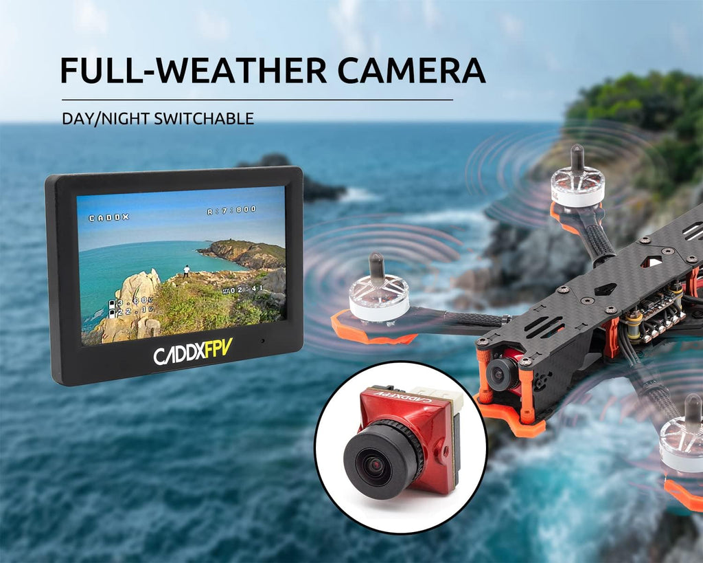 CaddxFPV Ratel 2 FPV Micro Camera (Red) ¨C 1/1.8 Sensor, 1200TVL Super WDR, 165¡ã FOV, Starlight Low-Light, NTSC/PAL & 16:9/4:3 Switchable, 2.1mm Lens, Analog Camera for FPV Racing Drones