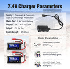 URGENEX 7.4V Lipo 2S 30C 450mAh Rechargeable Lipo with JST & PH2.0 Plug SCX24 with 1to2 USB Charger Fit for Most 1/10, 1/16, 1/18, 1/24 Scale RC Car Truck and RC Drone Airplane