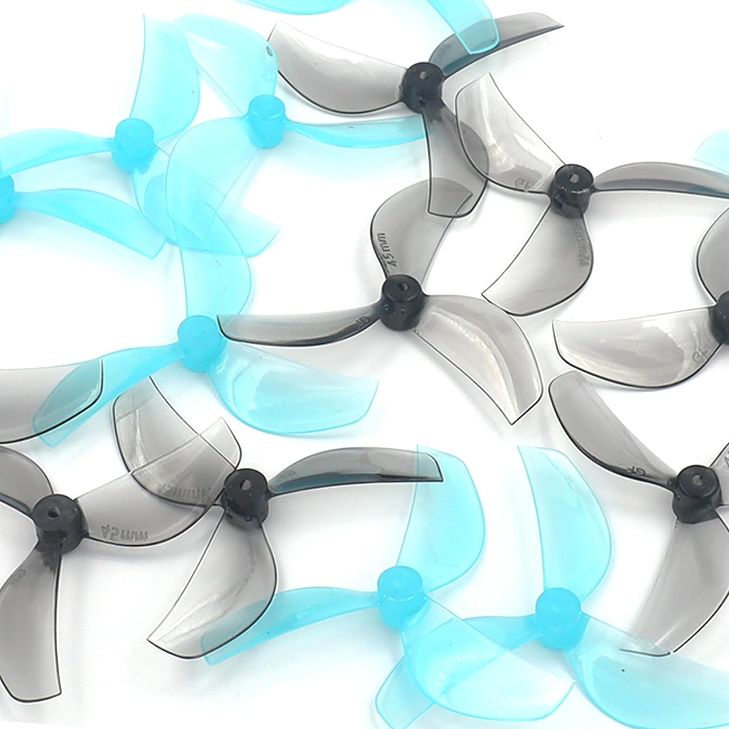 RC Propeller Gemfan 45mm 3-Blade Propeller Props with 1.5mm Shaft Hole for RC FPV Whoop Drone Freestyle Quadcopter 8CW 8CCW(Grey+Blue)